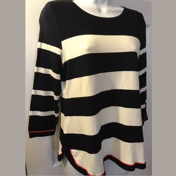 TALBOTS Nautical Striped Sweater Red Blue Ivory - Picture 7 of 8